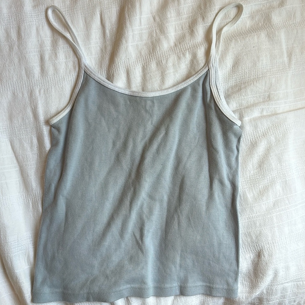 WORN ONCE. Brandy Melville blue and white cropped tank top.